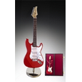 Red Electric Guitar Miniature with Stand & Case 7"H